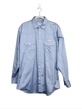 Schaefer Outfitter Western Classic Pinpoint Long Sleeve Shirt Blue Mens Size XLT